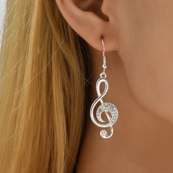 Any 4/$25! Silver Crystal Music Earrings - Picture 3 of 6